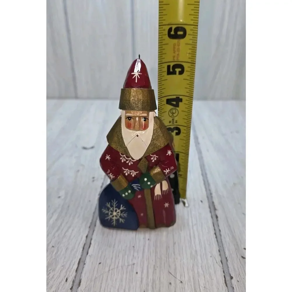 Vtg R.Ceprueb Nocag Hand Painted Signed Santa W/Sack Russian Christmas Ornament